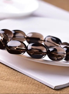 天然茶晶手串 茶水晶手链男女款 佛珠单圈手链饰品不规则水晶正品