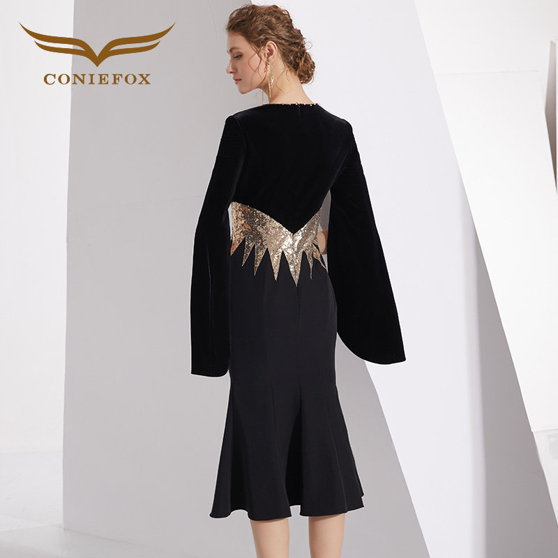 创意狐高端质感小晚礼服女宴会法式年会平时可穿显瘦鱼尾礼服裙子