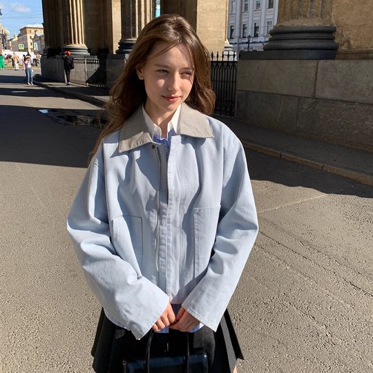 KERNEL COSMOS 贝尼斯岛屿 简约撞色翻领大口袋休闲短款工装外套