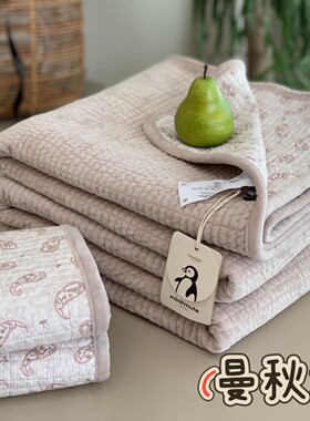 秋冬韩国企鹅一面宝宝绒一面纯棉床盖三件套双面加厚加绒防滑床单