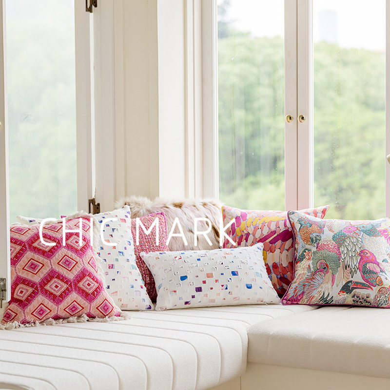 美式色织轻奢粉红复古高级感抱枕少女风靠垫套沙发靠枕民宿样板间,淘宝优惠券,粉丝福利购,淘宝优惠卷