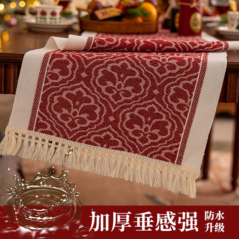 新年喜庆桌旗美式法式餐桌装饰餐厅餐垫茶几盖巾布桌垫红色桌布,淘宝优惠券,粉丝福利购,淘宝优惠卷
