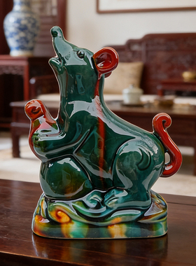 陶瓷唐三彩12生肖风水招财摆件