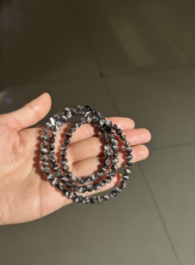 高级别银钛晶多圈黑银钛手串女士水晶手链项链