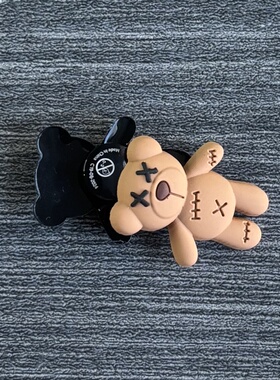 crocs鞋扣酷黑补丁小熊