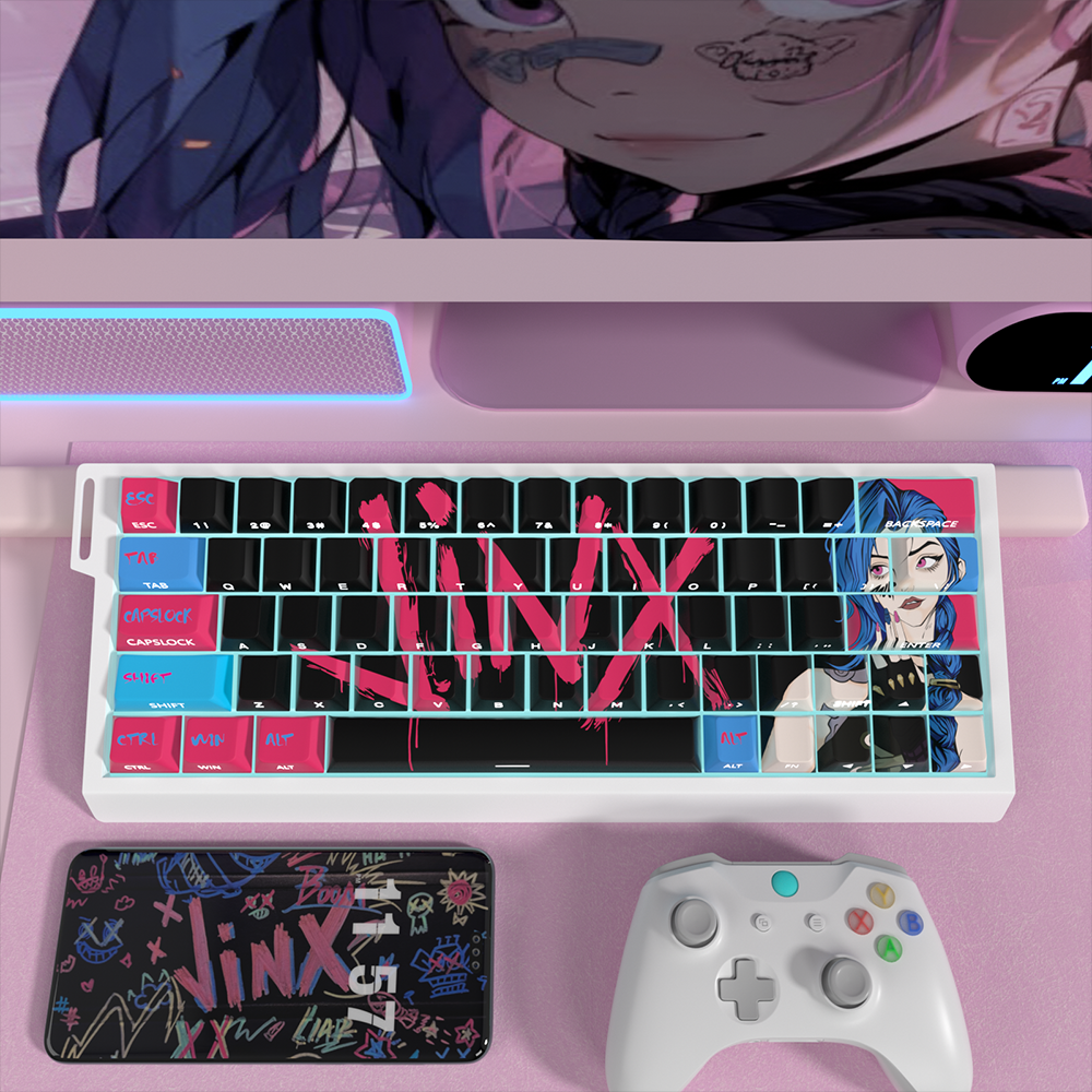 金克斯二次元主题键帽原厂侧刻透光pbt适配磁轴ND63Ace60made68 - 图2