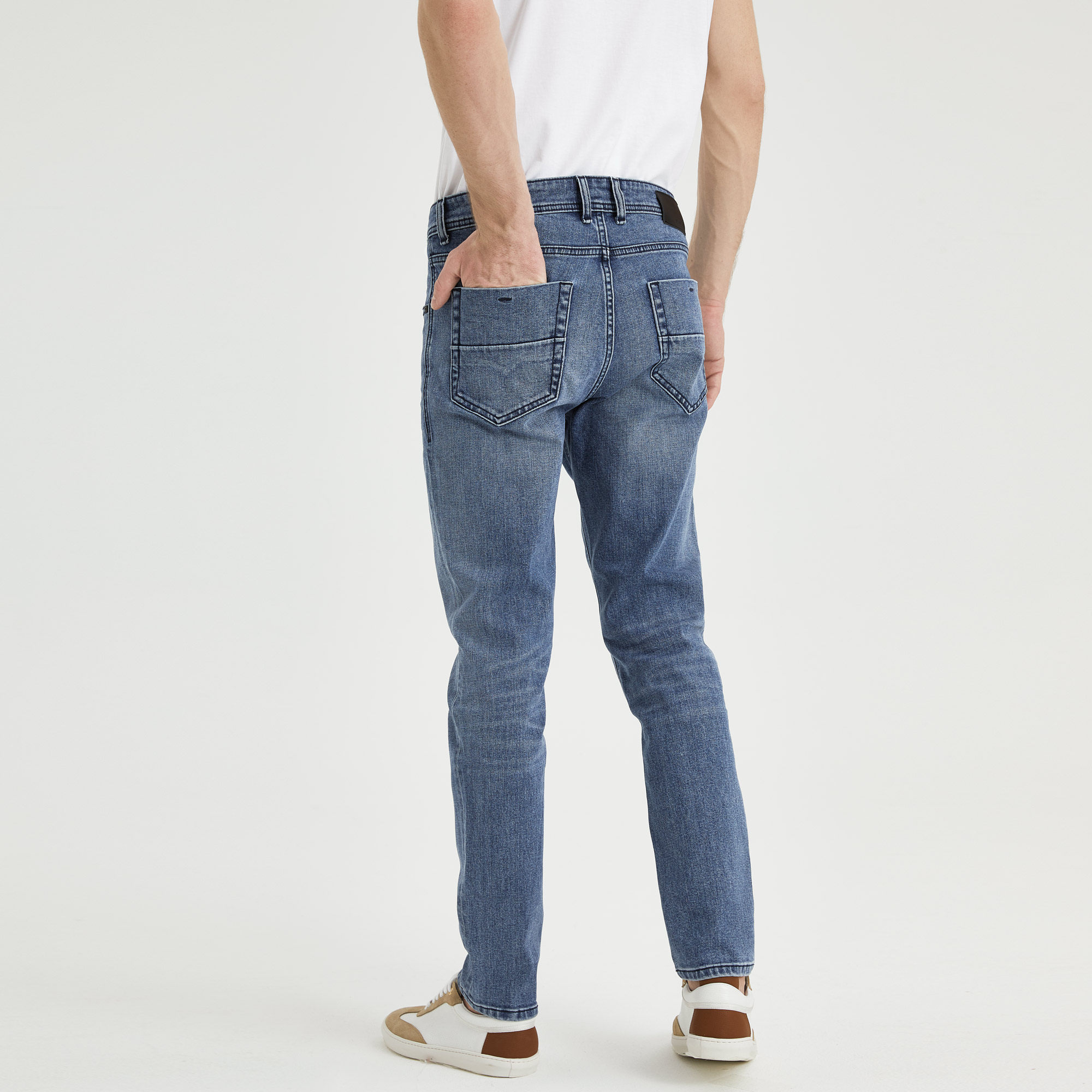 基础款牛仔裤男春秋季修身微弹力中腰直筒牛仔休闲长裤子防皱耐磨,淘宝优惠券,粉丝福利购,淘宝优惠卷