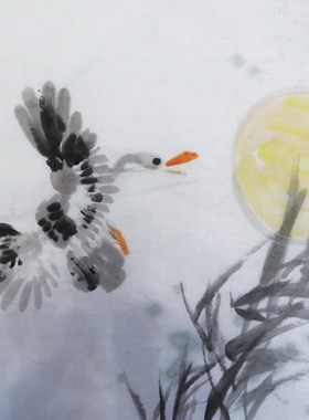 手绘大写意花鸟画国画客厅装饰挂画无款画芯三尺斗方特价HH531220