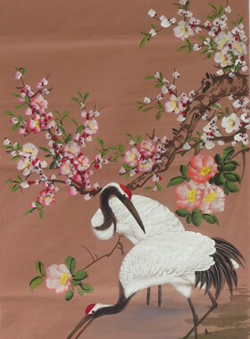 宝墨轩特价四尺工笔松树仙鹤图花鸟画国画客厅装饰字画HJ5112630