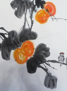 手绘大写意花鸟画国画客厅装饰挂画无款画芯三尺斗方特价HH531215