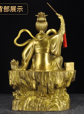 黄铜九天玄女神像摆件九天圣母娘娘铜像九天上天玄女家用佛堂供奉