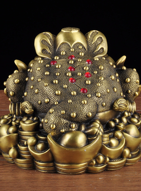 黄铜三足金蟾摆件招财客厅