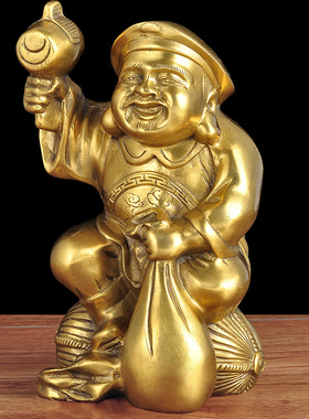 黄铜财神大黑天丰收客厅工艺品