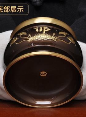 黄铜深啡佛字调光油灯酥油灯防风灯座长明灯家用寺庙佛堂供佛油灯