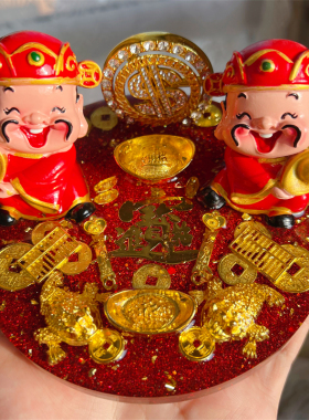 滴胶中国风电脑纯手工财神摆件