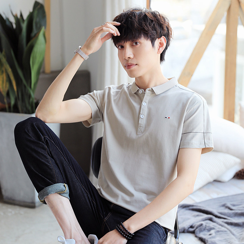 夏季有领男士条纹韩版潮流polo衫 北极绒然成T恤