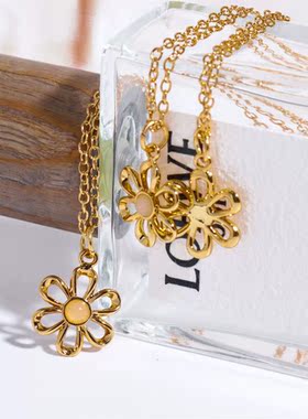 【现货秒发】海外热销花朵元素镂空蛋白石   ins风简约保色铜镀金