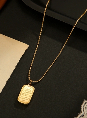 欧美精致简约方形吊坠项链女INS小众设计气质百搭天然贝壳锁骨链