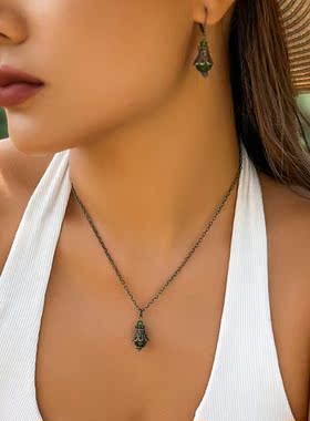 欧美跨境饰品 简约双环水钻锁骨链时尚项饰 原宿复古爱心蝴蝶项链