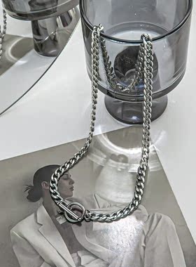 欧美简约粗链条古巴项链女 ins嘻哈时尚锁骨链小众设计气质配饰