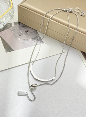 欧美气质方块流苏项链女 ins风时尚简约设计感颈链网红潮流锁骨链