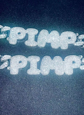 可定制！欧美嘻哈微镶锆石泡泡字母项链数字符号项链吊坠锁骨链