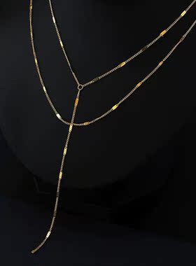 不锈钢！不掉色！欧美修颈唯美韵味流苏项链创意日常穿搭锁骨链
