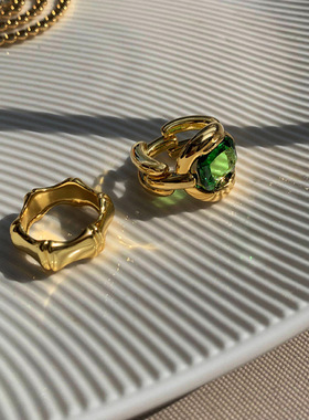 欧美冬季新品橄榄绿粗复古绿宝石