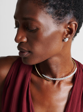 欧美麦穗元素新款树叶项圈简约锆石锁骨链百搭花卉项饰女necklace