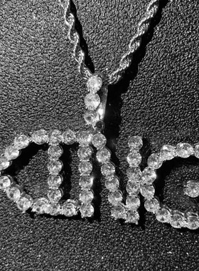 欧美个性嘻哈简约锆石字母数字吊坠26字母男士项链自由组合锁骨链