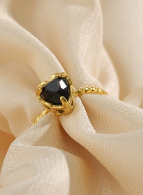 欧美ins摩登流行小众潮流气质指环饰品 不锈钢心形锆石可调节戒指