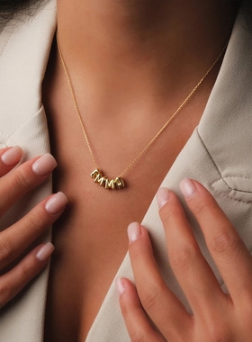 可定制！欧美跨境光亮面小号泡泡项链26字母不锈钢项链吊坠锁骨链