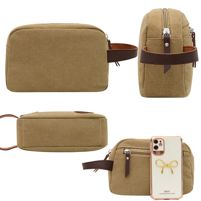 Canvas compact, lightweight, strong and solid color portable men's bag