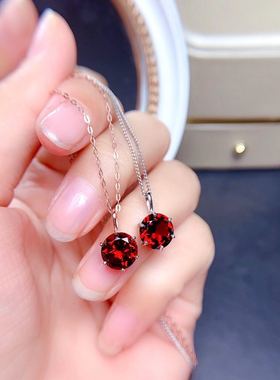 天然项链纯银玫瑰金六爪吊坠