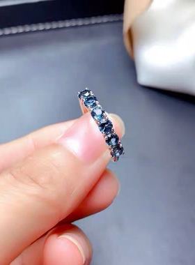 纯银天然伦敦蓝日韩风轻奢款戒指