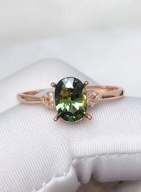 镶天然山东黄色国检蓝宝石戒指