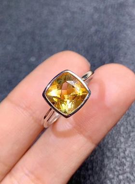 包边纯银开口可调节黄水晶戒指