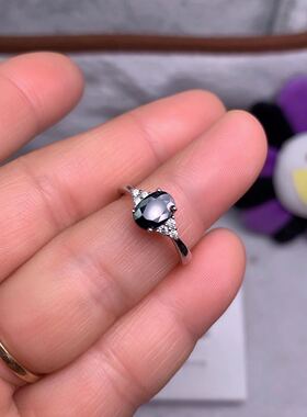 矿区直销1克拉925银蓝宝石戒指