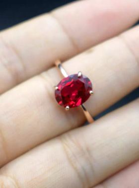 天然缅甸白金红宝石戒指