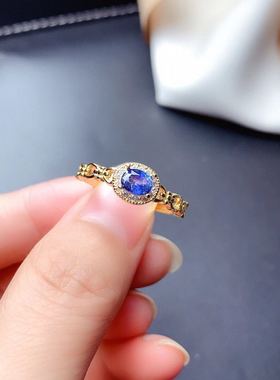 天然斯里兰卡活口克拉蓝宝石戒指