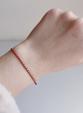 端午节红绳五彩绳极细手链女五色线手工编织成人儿童款可穿珠配饰