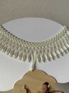 古风新中式旗袍汉洋折衷配饰仿珍珠项链唐制璎珞