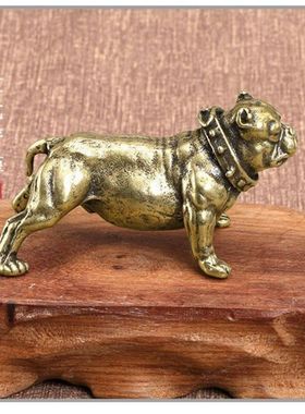 纯黄铜摆件恶霸犬网红社会狗装饰品沙皮狗斗牛犬家居装饰摆设