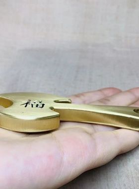 纯铜斧子实心赐福大斧头家居装饰摆件创意礼品铜斧子铜复古手把件