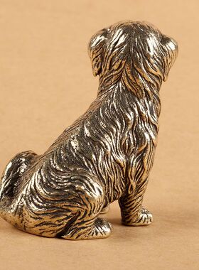 黄铜实心金毛狗十二生肖发财狗狗居家复古桌面装饰铜摆件