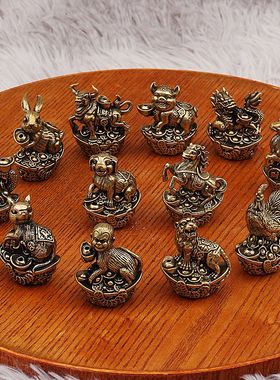 黄铜十二生肖香插龙办公室家居香熏蚊香线香铜钱元宝蛇金属工艺品