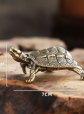 纯铜富甲天下富甲一方手把件大海龟黄铜工艺铜居家茶宠桌面摆件