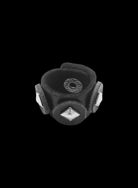 银色平圆铆钉黑牛皮圆盘朋克戒指