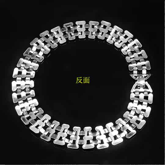 银色金属串联方格时尚民族风个性化项链女男装饰品道具挂链毛衣链