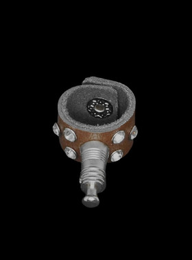 银灰塑料圆台和尚头星星闪亮小水钻荔枝纹蓝绿皮朋克戒指饰品指环